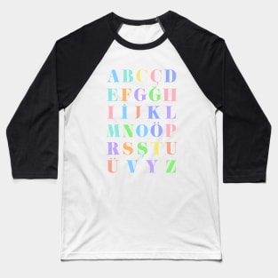 Children's Turkish Alphabet Chart, Turkey Language Chart, Pastel Baseball T-Shirt